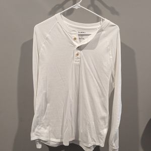 White Henley long sleeve shirt
